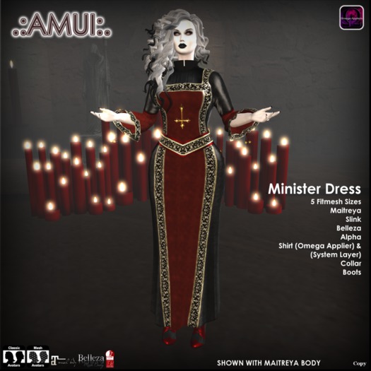 .:AMUI:. Gothic Minister - Mesh Robe - Female - BLACK