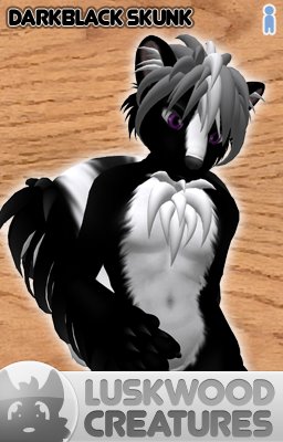 Luskwood Dark Black Skunk Furry Avatar - Male