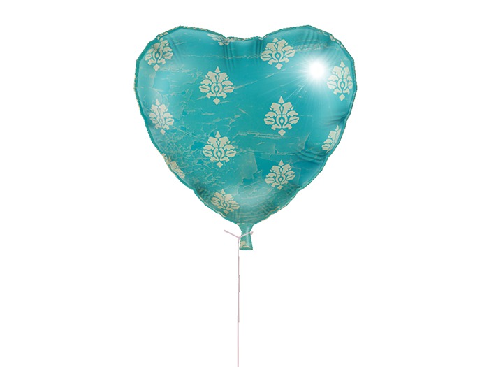 Heart balloon - Blue Damask