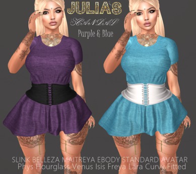 Second Life Marketplace - ! Julia's Scandal Sophia Dress Blue & purple
