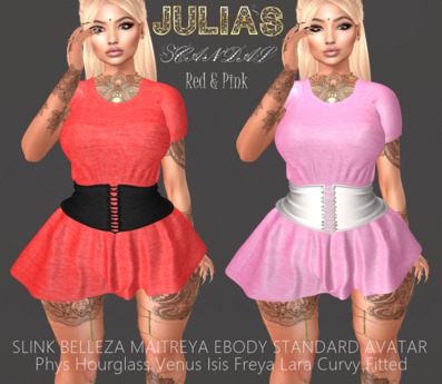 Second Life Marketplace - ! Julia's Scandal Sophia Dress Red & Pink