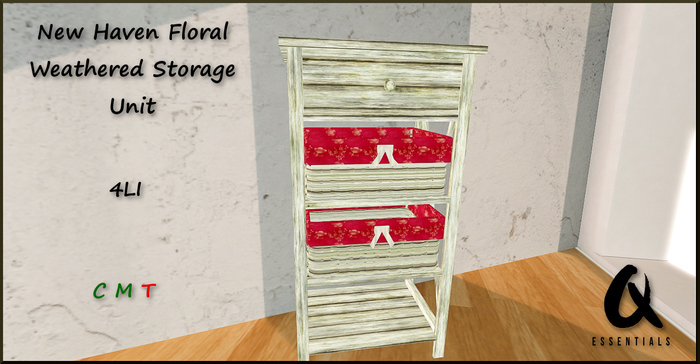 {Q-Essentials}New Haven Floral Weathered Storage Unit