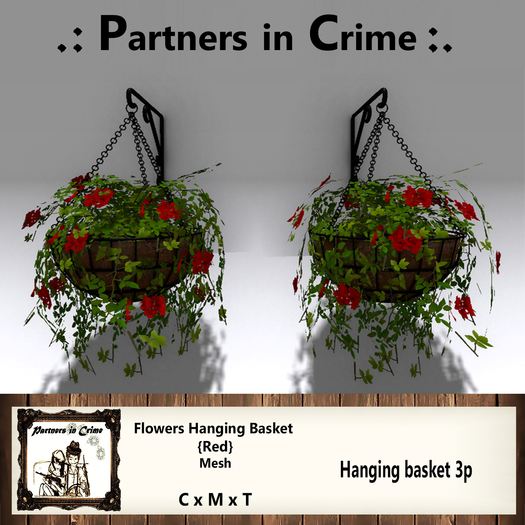 Flowers Hanging Basket  {Red}