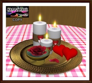 Valentine's - White Candles Rose and Hearts Centerpiece
