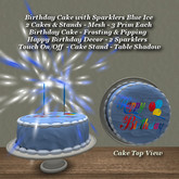 Birthday Cake w Sparklers Blue Ice