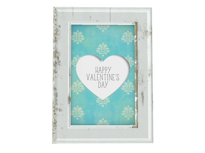 Happy Valentine's Day frame - Blue Damask