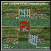 Cosmos Ruined Stone Wall with Opening Gate & Geraniums M (BOX)