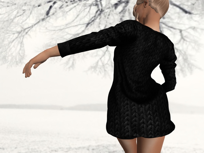 .:S.C:. Oversized Knit Dress - Single Color - Black DEMO