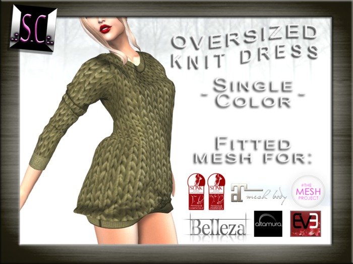 .:S.C:. Oversized Knit Dress - Single Color - Gold