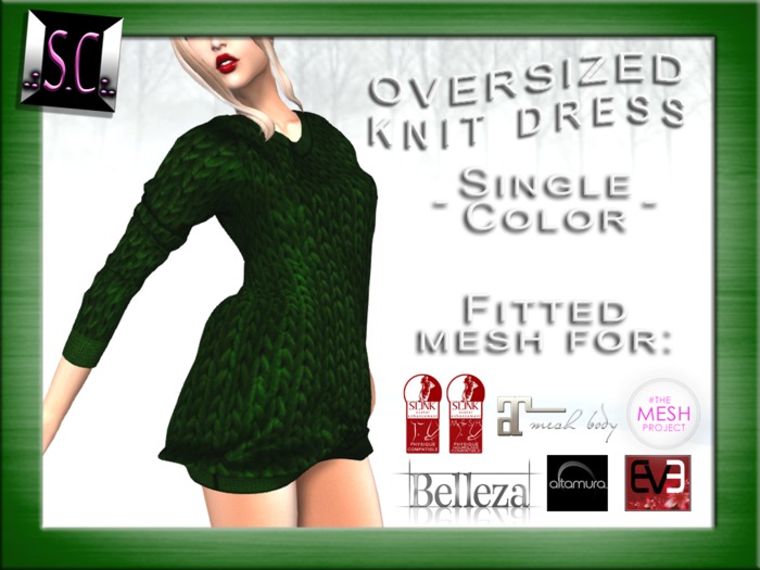.:S.C:. Oversized Knit Dress - Single Color - Green
