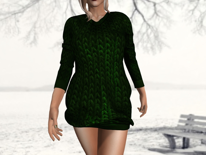 .:S.C:. Oversized Knit Dress - Single Color - Green DEMO