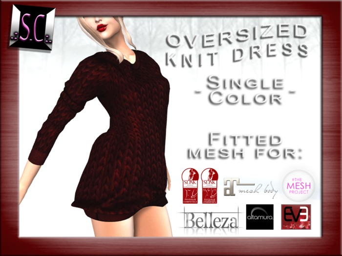 .:S.C:. Oversized Knit Dress - Single Color - Red