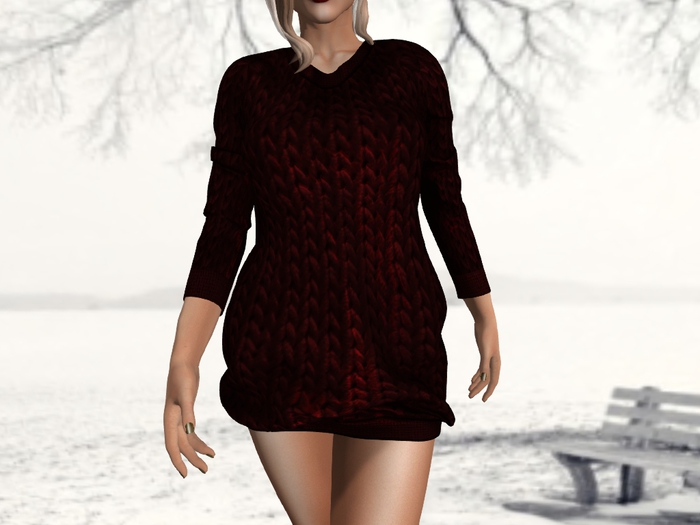 .:S.C:. Oversized Knit Dress - Single Color - Red DEMO