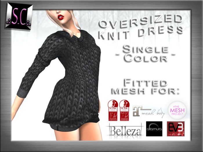 .:S.C:. Oversized Knit Dress - Single Color - Silver