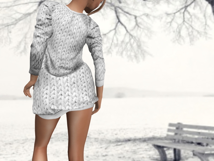 .:S.C:. Oversized Knit Dress - Single Color - White DEMO