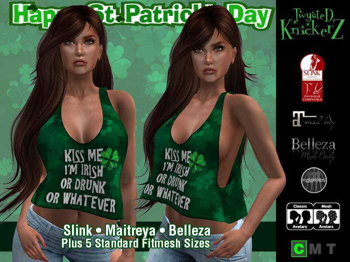 ::TwysteD Knickerz:: St Patricks Loose Tank Top - KISS ME