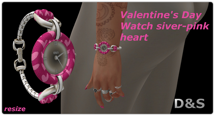 D&S design Watch Valentine's Day silver -pink : resize