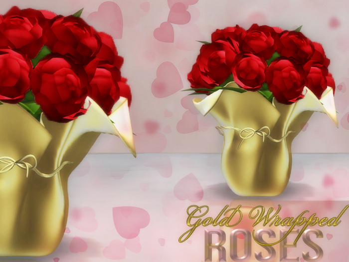 Bouquet of Gold Wrapped Red Roses