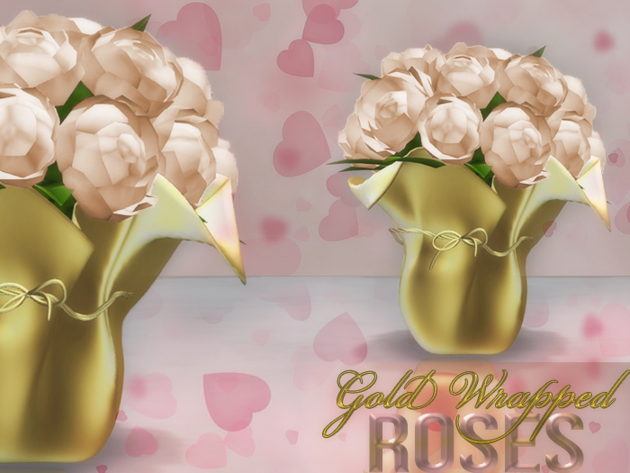 Bouquet of Gold Wrapped Ivory Roses