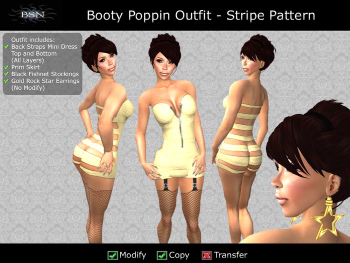BSN Booty Poppin Outfit - Stripe Pattern