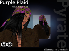 Purple Tartan Bandanna Pyrate with Black Hair - Resell