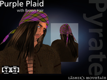 Purple Tartan Pyrate Bandanna with Brown Hair - Resell