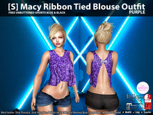[S] Macy Ribbon Tied Blouse Outfit Purple