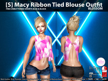 [S] Macy Ribbon Tied Blouse Outfit Blossom