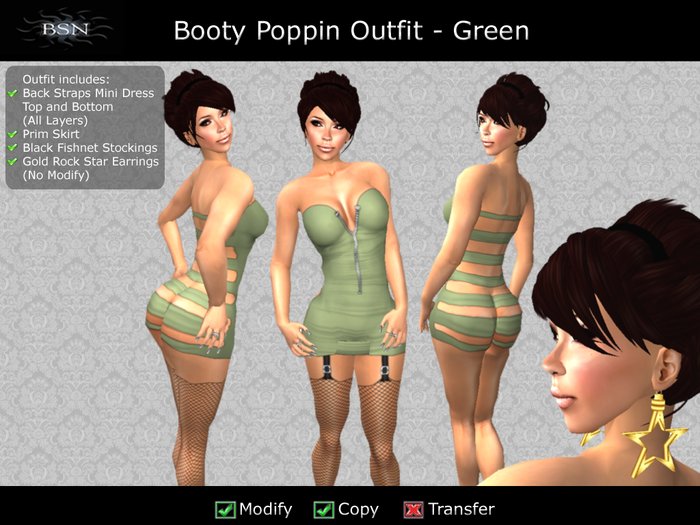 BSN Booty Poppin Outfit - Green