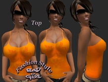 Bad Girl Hawaii Top Flower orange Dance, Girl, Neko, Kitty, Punk, Gothic, Girly, Emo, Love