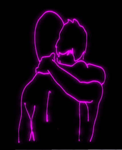 Neon 2 men Holding