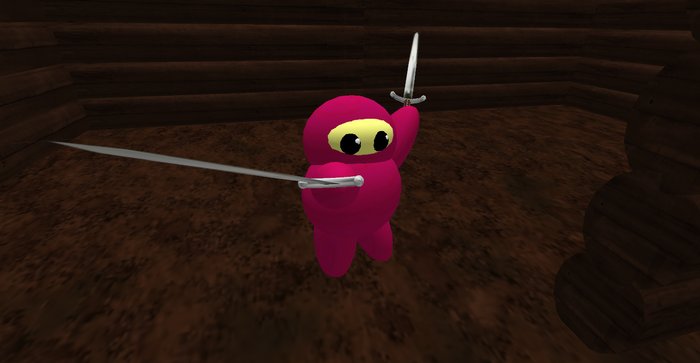 Teddy pink ninja with swords