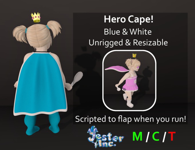 [Jester Inc.] Hero Cape! (Blue & White) - BOXED