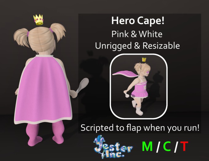 [Jester Inc.] Hero Cape! (Pink & White) - BOXED