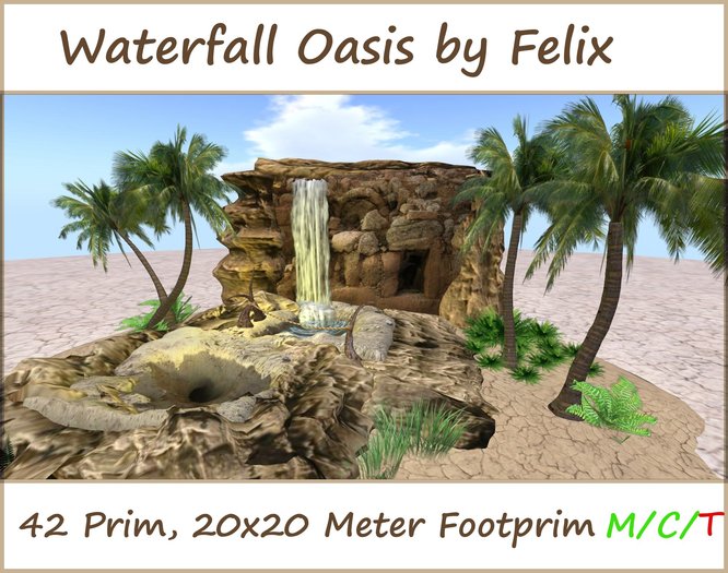 waterfall oasis by felix 42 prim 20x20m footprim