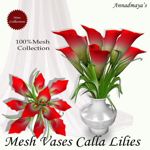 Mesh Vases Calla Lilies red