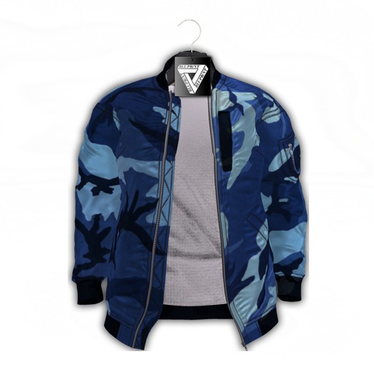 Blupr/nt- Saucy Blue Camo Bomber