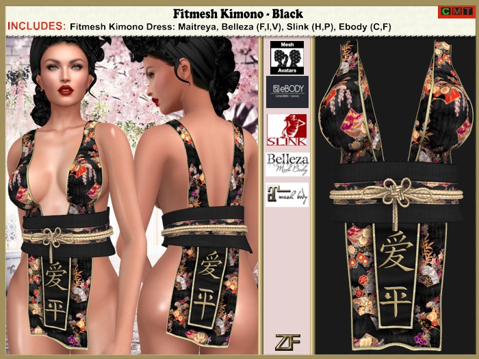 Zuloo-Fitmesh Kimono - Black