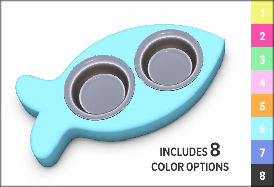 Zooby Cat Life Fish Food Bowl 8 Colors BOXED
