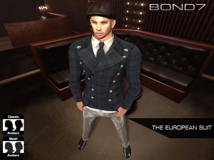 *BOND7* The European Suit (Plaid Navy)
