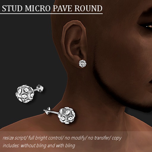 STUD MICRO PAVE ROUND PLATINUM     -RYCA-