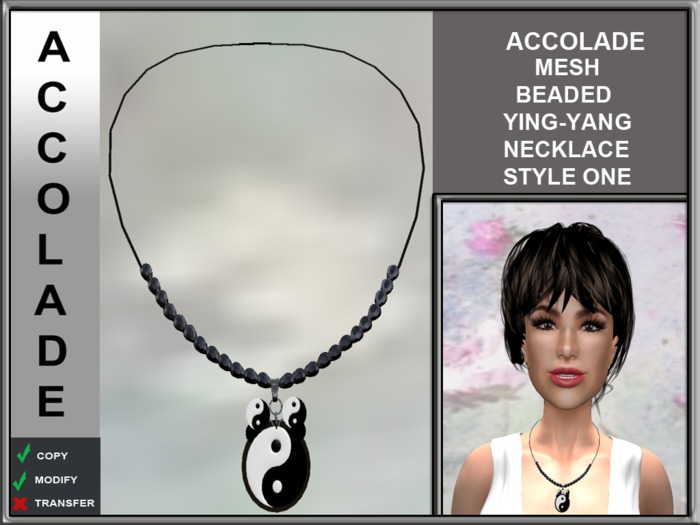 ACCOLADE MESH BEADED YING-YANG NECKLACE STYLE ONE