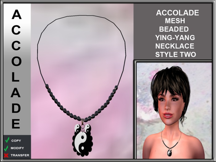 ACCOLADE MESH BEADED YING-YANG NECKLACE STYLE TWO