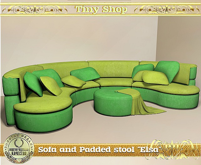 Sofa and Padded stool "Elsa",100% mesh (full perm).