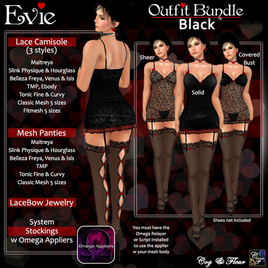 C&F Evie Lingerie Camisole Outfit - Black