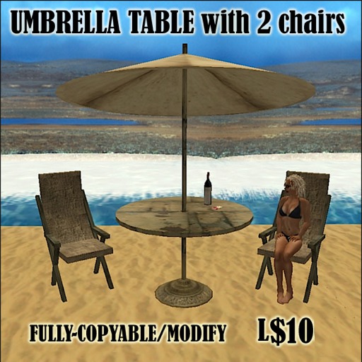 Umbrella Table + 2 Chairs