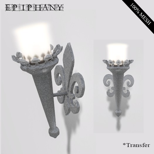 Medieval Wall Lamp C - Stone (Copy, Mesh, Resizer, Varied Brightness)