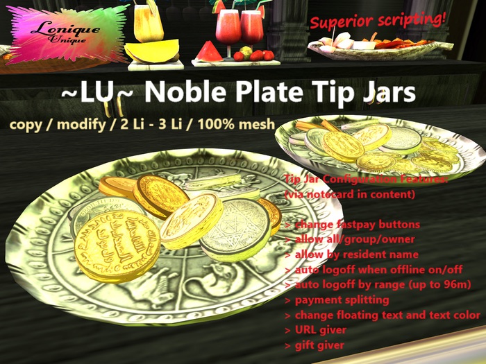 ~LU~ Noble Plate Tip Jars