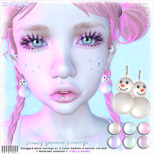 [ bubble ] Pearly Snowman Earrings
