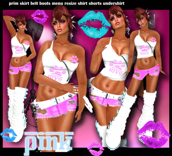 shorts jeans and sexy shirt  Pink  !!!!!!